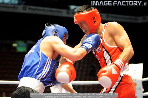 2009-09-06 AIBA World Boxing Championship 0167 - 69kg - Young Man Jun KOR - Asadullo Boimurodov KGZ
